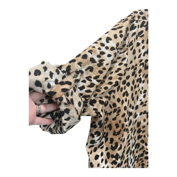 Calvin Klein Leopard Animal Print Split Neck Zipper Tunic Top Womens Size 3X - Picture 6 of 16